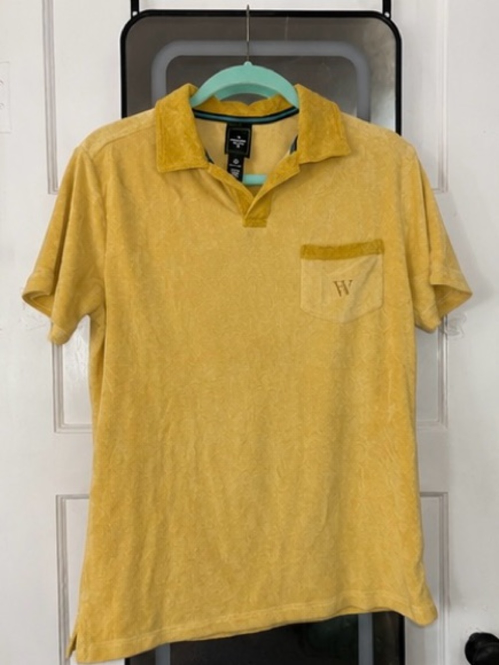 Houston White x Target Terry Cloth Polo Shirt Mustard Yellow Size Small